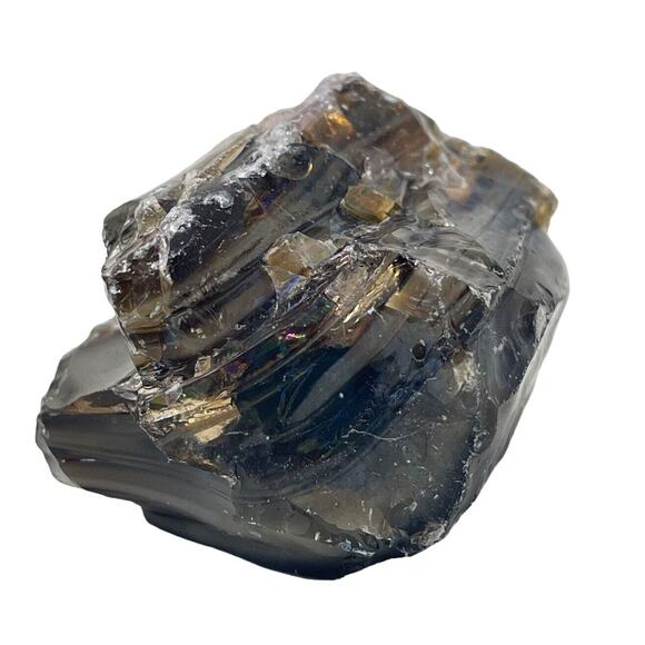 Amber Rootbeer Art Glass Cullet Layered Slag Glass #5L140 - Picture 2 of 7